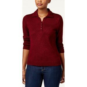 Karen Scott Petite Merlot Buttoned Sweater Top SP‎